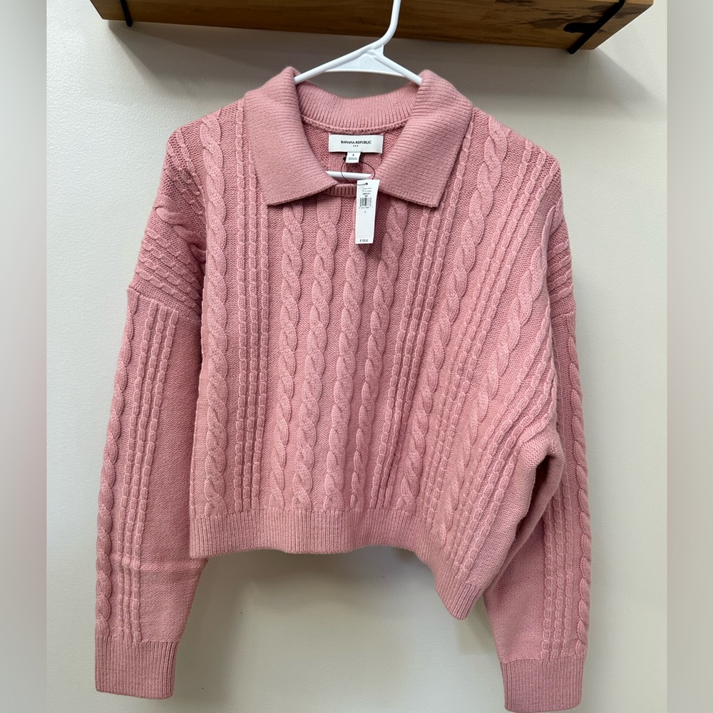 Banana Republic pink Cable Knit Sweater